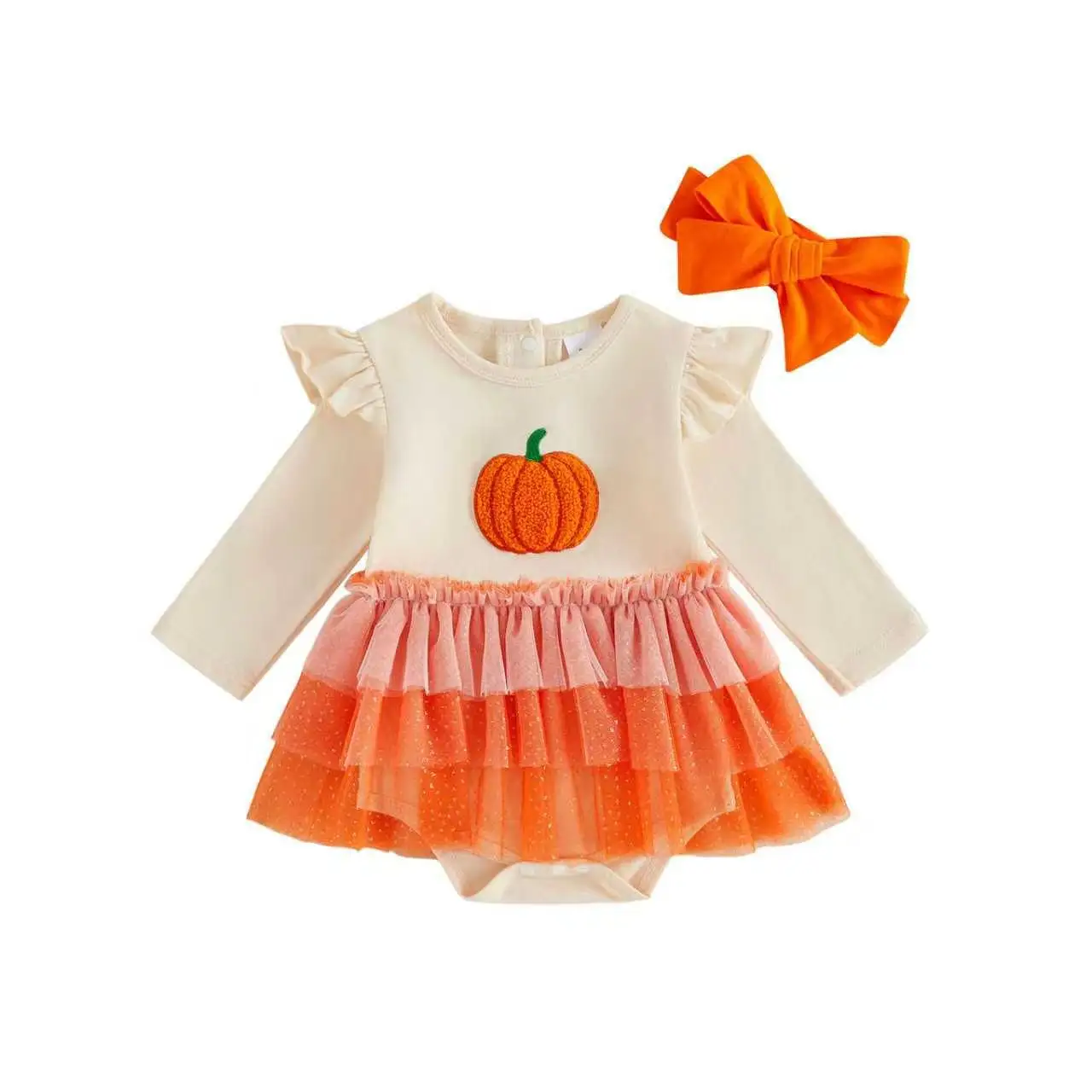 Children's Halloween Pumpkin Ghost Romper Children's Fart Clothing Yarn Conjoined