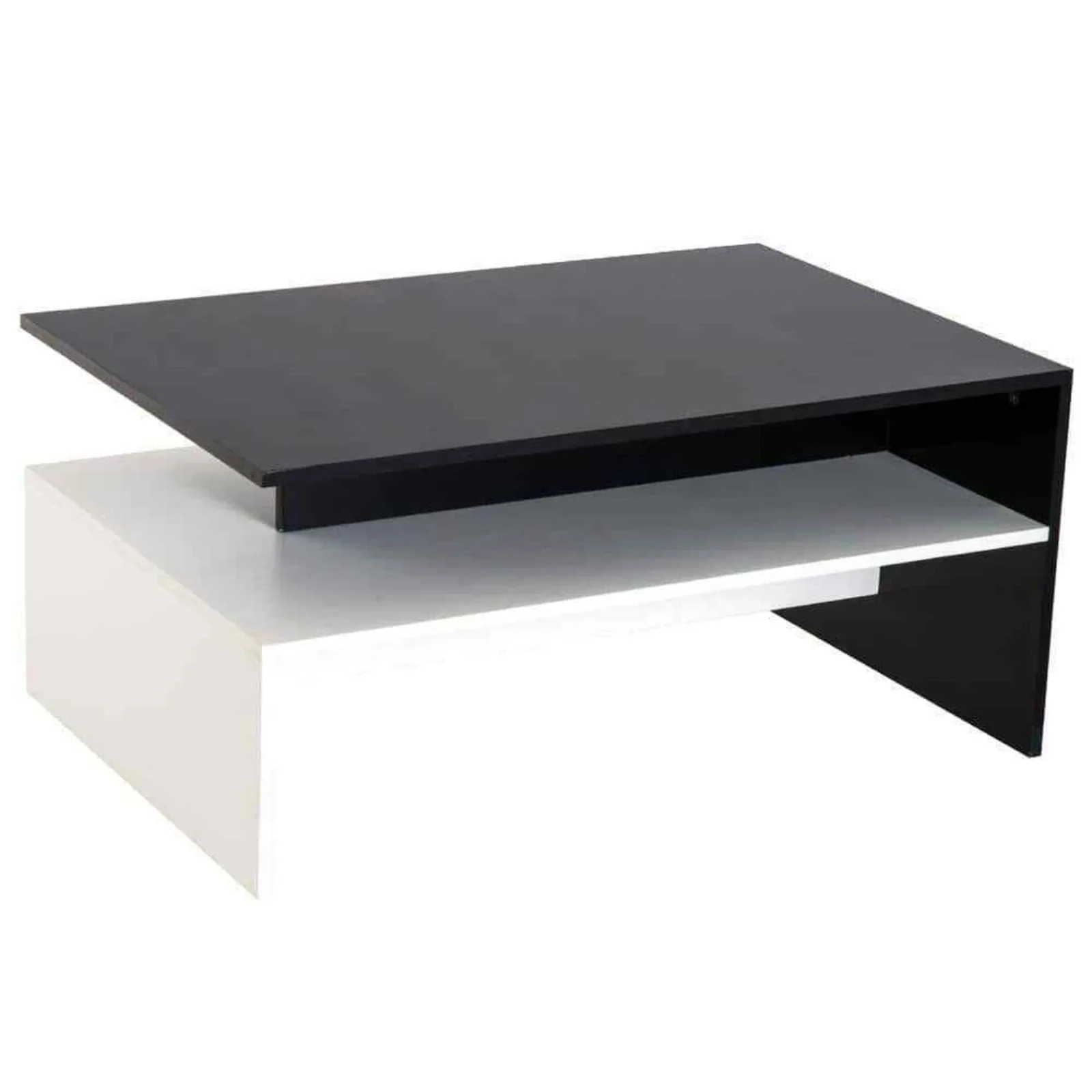 

US Modern Black/White 2-Tier Rectangular Living Room Coffee Table