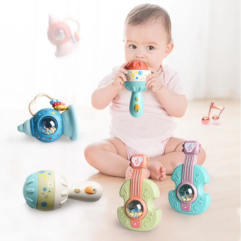 Baby Rattle Toys Guitar Sand Hammer Mobile Bell Teether Educational Infant Toddler Early Educational Toys 0-12 Months Speelgoed