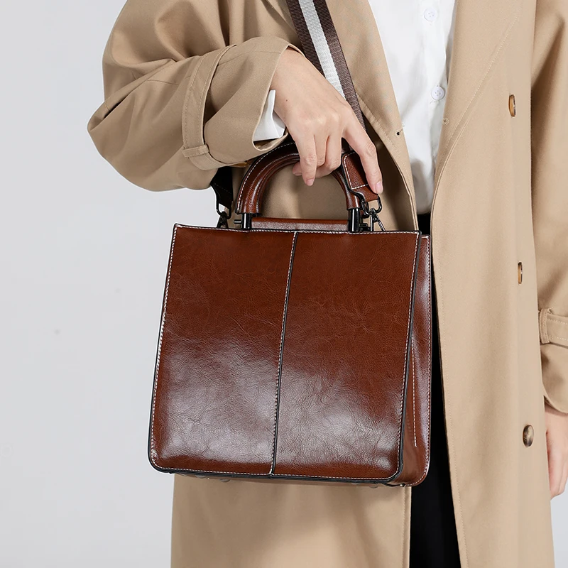 

Lady Luxury Designer Crossbody Bag Women's Cow Genuine Leather Handbag Female Foreign Style Leisure Large Capacity Shoulder Bags