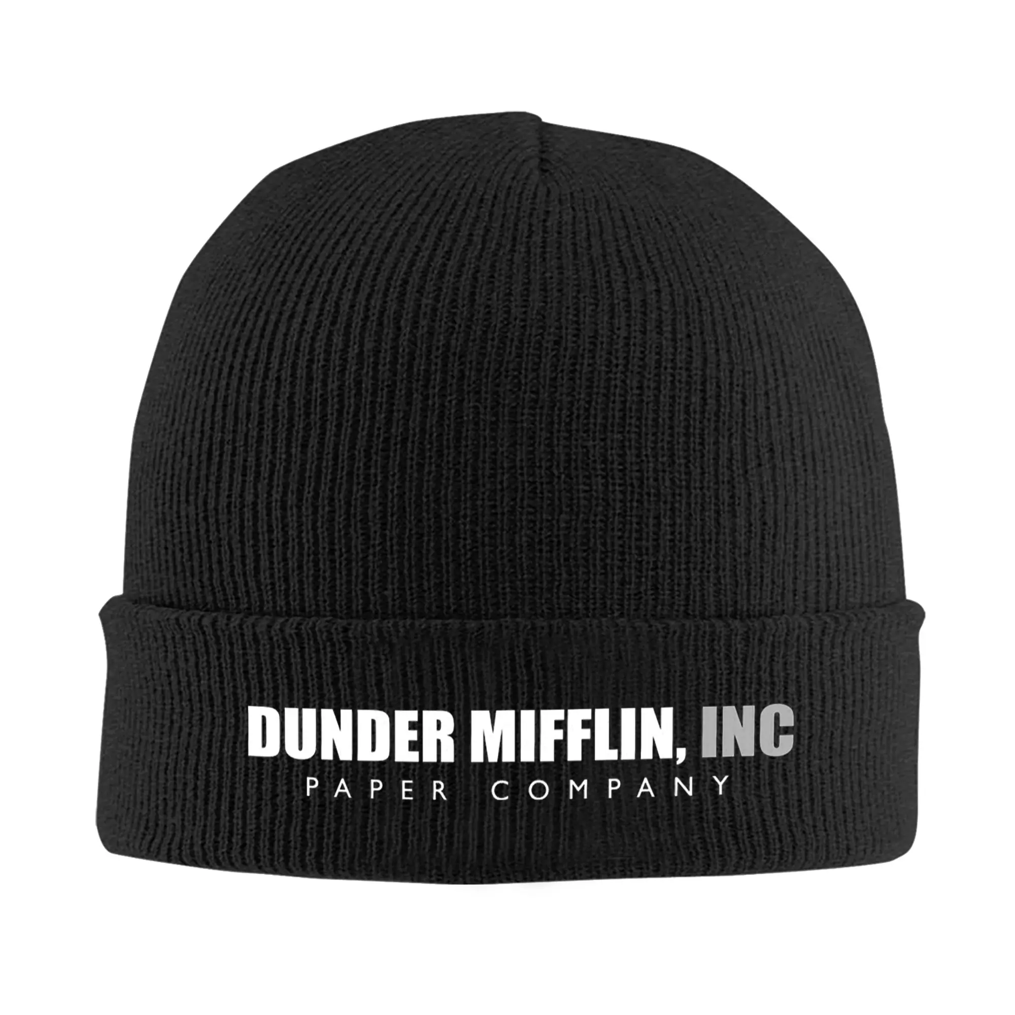 The Office Dunder Mifflin Logo Winter Skullies Beanies Hat Warm Autumn Knitted Hats Bonnet Caps for Women Men