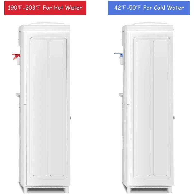 Dispensador de refrigerador de água de carregamento superior Giantex 5 galões de temperatura normal de água e casa elétrica quente com armário de armazenamento, branco