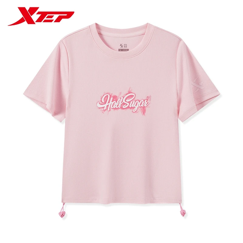 Xtep Short Sleeve Knitted Shirt For Women 2024 Summer Leisure Women\'s T-shirt Comfortable Breathable Outdoor Tops 976228010475