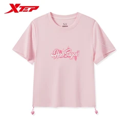 Xtep Short Sleeve Knitted Shirt For Women 2024 Summer Leisure Women's T-shirt Comfortable Breathable Outdoor Tops 976228010475