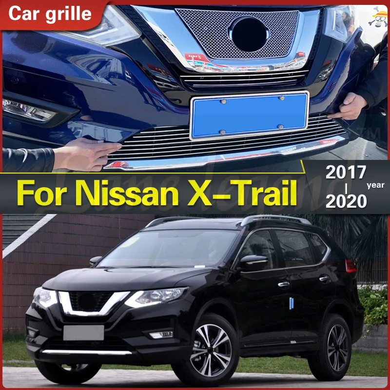 For Nissan X-Trail XTrail T32/Rogue 2017 2018 2019 2020 Car Body Cover Protection Detector Trim Racing Grid Grill Grille Molding