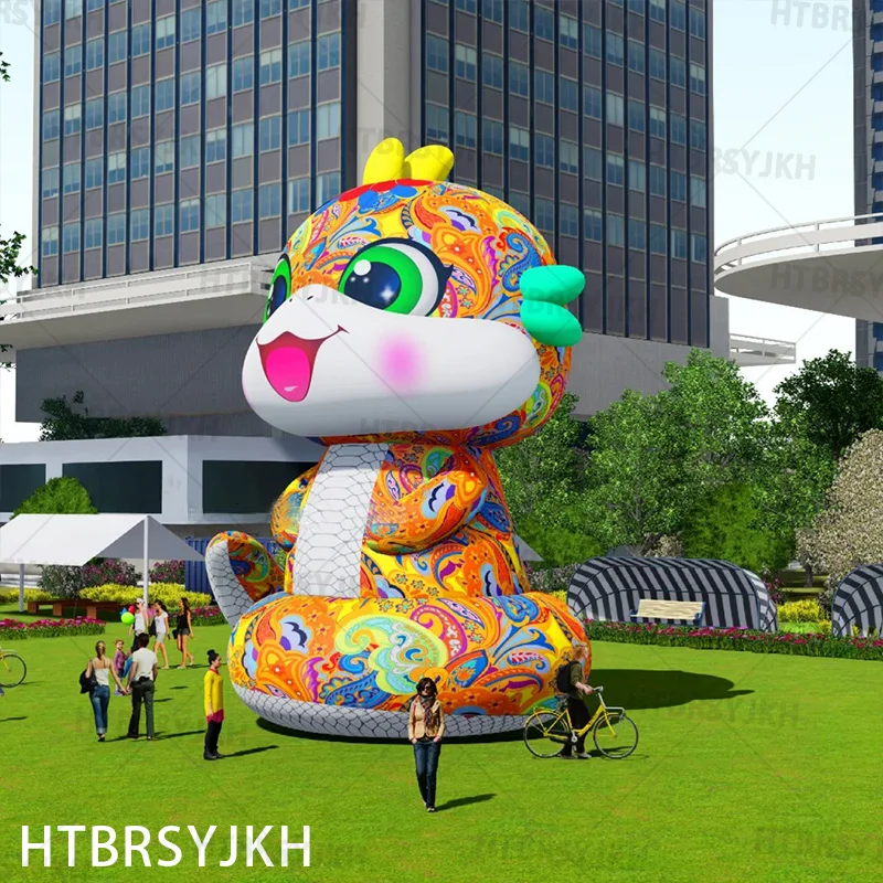 Giant inflatable snakes, colorful inflatable models of cute snakes, decorative props for outdoor activities in shopping malls