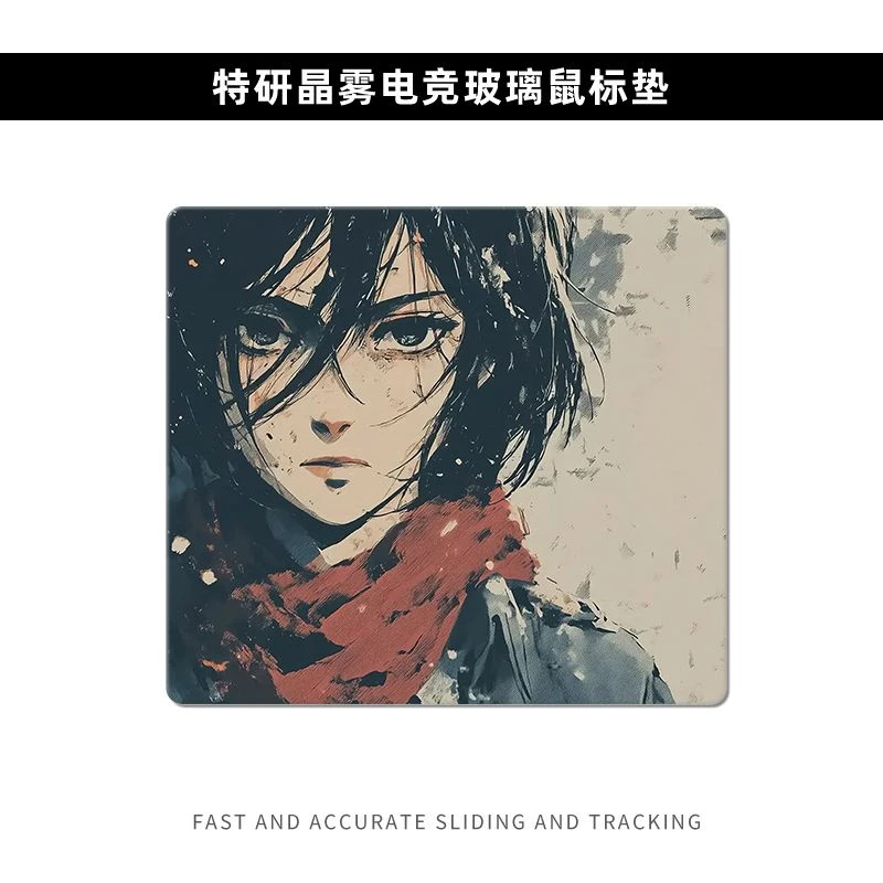 

Oil Painting Girl Japanese Mouse Pad Glass Without Locking Edges Mouse Pad Computer Mouse Mat Home Office Students Deskmat