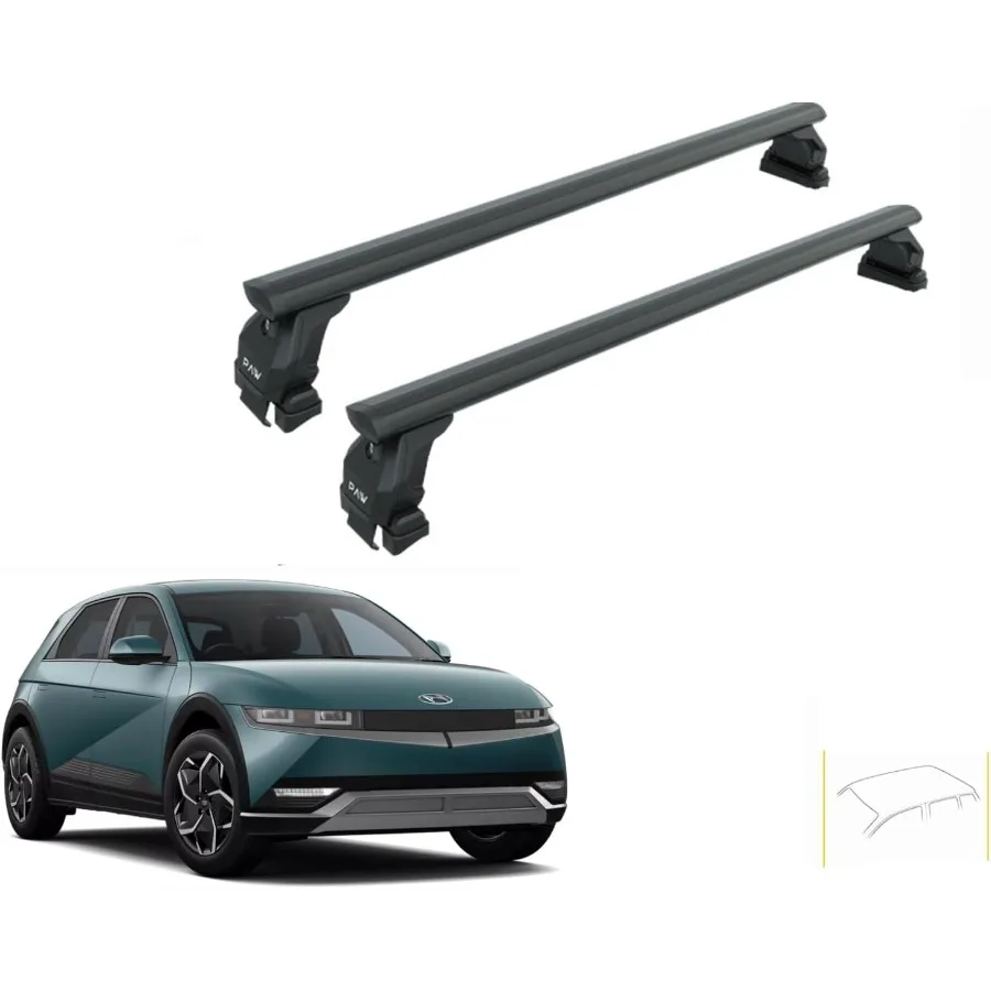 

Поперечные перекладины багажника на крышу для Ioniq 5 20222025, предназначенные для оголого обычного зажима на крышу, грузоподъемность 330 фунтов, алюминиевый TSlot Des