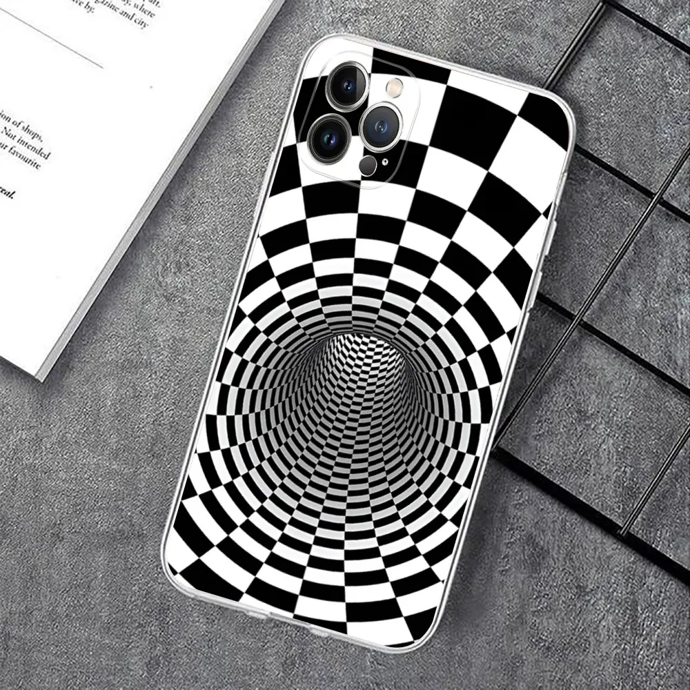 3D Vortex Illusion Phone Case For iPhone 15 14 11 12 13 Mini Pro XS Max Cover 6 7 8 Plus X XR SE 2020 Funda Shell