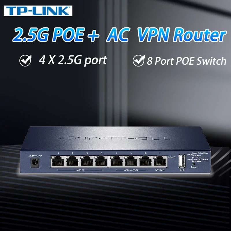 TP-LINK 2,5G interruptor POE controlador AP 2500MbpsAC enrutador VPN integrado POE red de malla WiFi para toda la casa