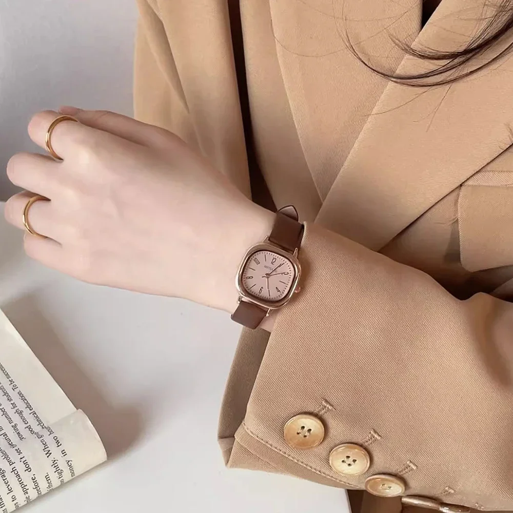 ساعات نسائية مربعة بسيطة كوارتز ساعات المعصم الساعات الفاخرة الفتيات الطلاب ساعة هدية الإناث السيدات ساعة Reloj Para Mujer