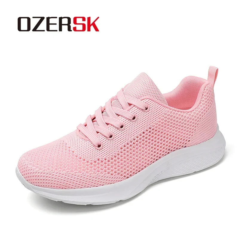 OZERSK Women Mesh Platform White Shoes Women Casual Shoes Zapatillas De Deporte Women Shoes New Breathable Lace Up Sneakers