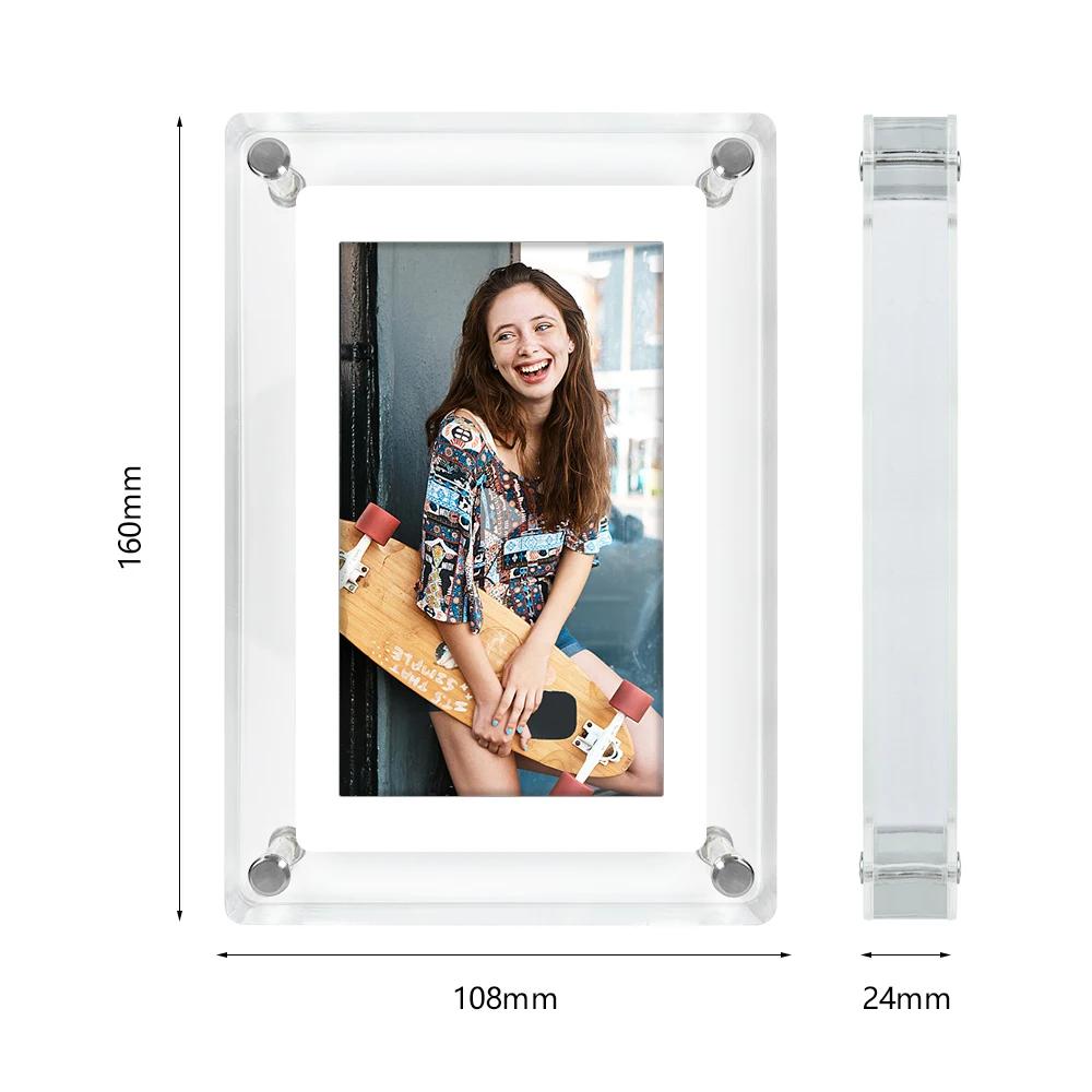 Acryl Digitale Fotolijst 5 Inch 1200 mAh Verticale Display IPS Scherm 4G Geheugen Batterij Porta Retrato digitale fotolijst