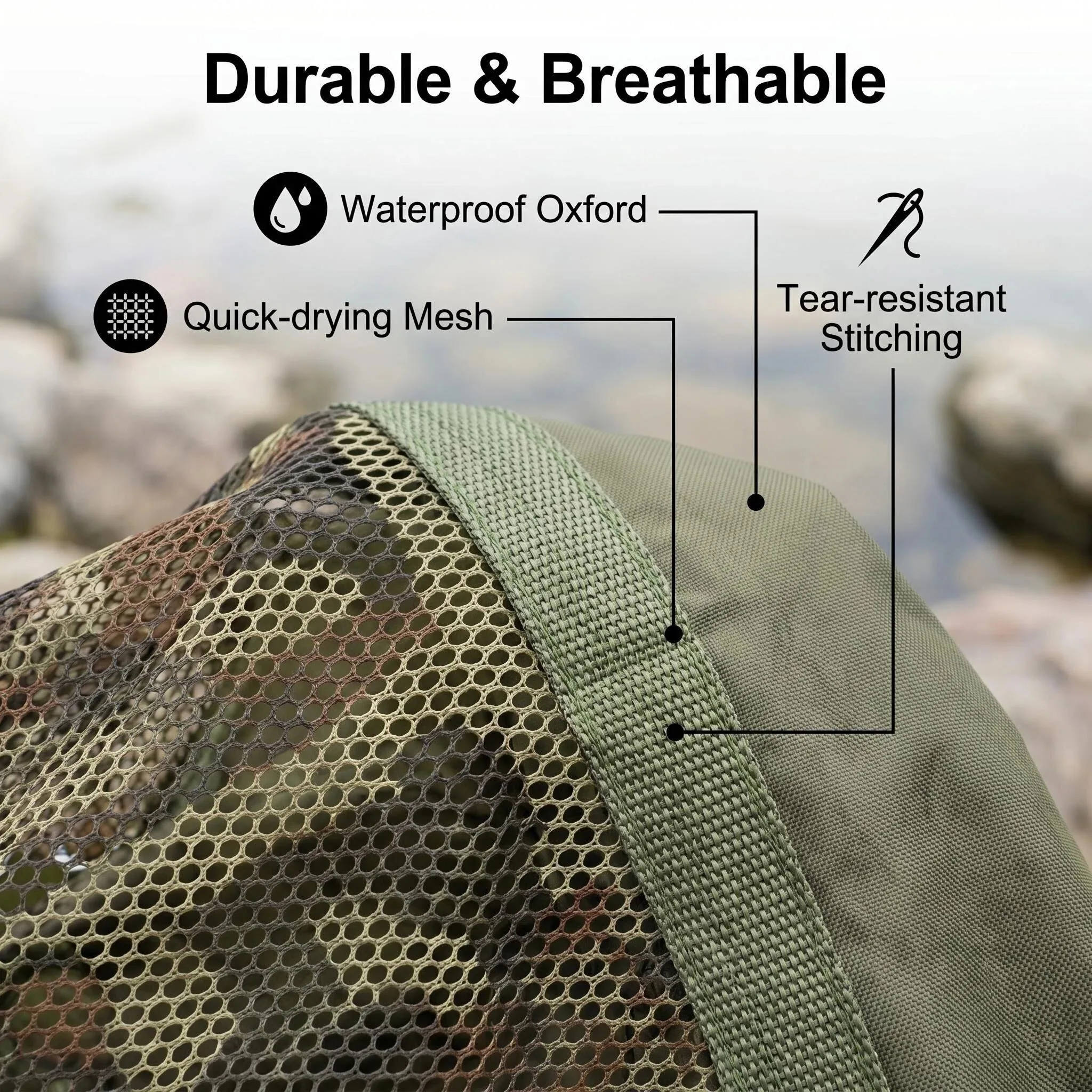 Bolsa de pesaje plegable para carpas con asa y malla camuflaje