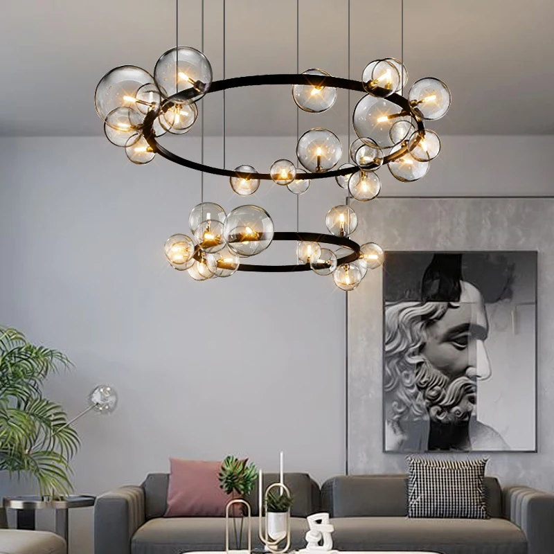 

Living room chandelier modern simple Nordic atmospheric lamps creative personality designer magic bean ball dining room