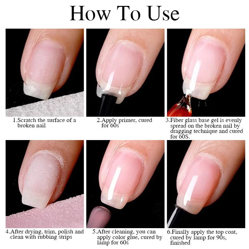 15ML Fiberglass Rubber Base Gel Nail Polish For Broken Nail Repaired Clear Quick Building Soak Off UV Construction Gel Varnish