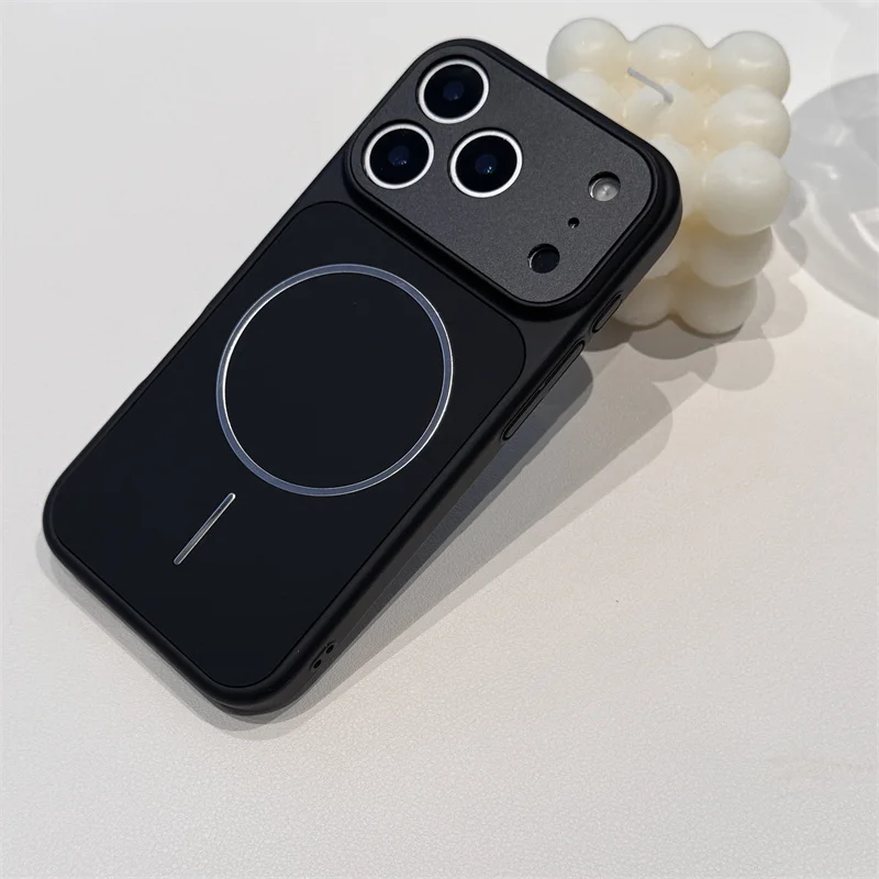 الفاخرة سيليكون اللوحة الخلفية المعدنية حافظة هاتف مزودة بكاميرا آيفون 17 برو ماكس الهواء 16 15 14 13 ل Magsafe الغطاء الواقي المغناطيسي