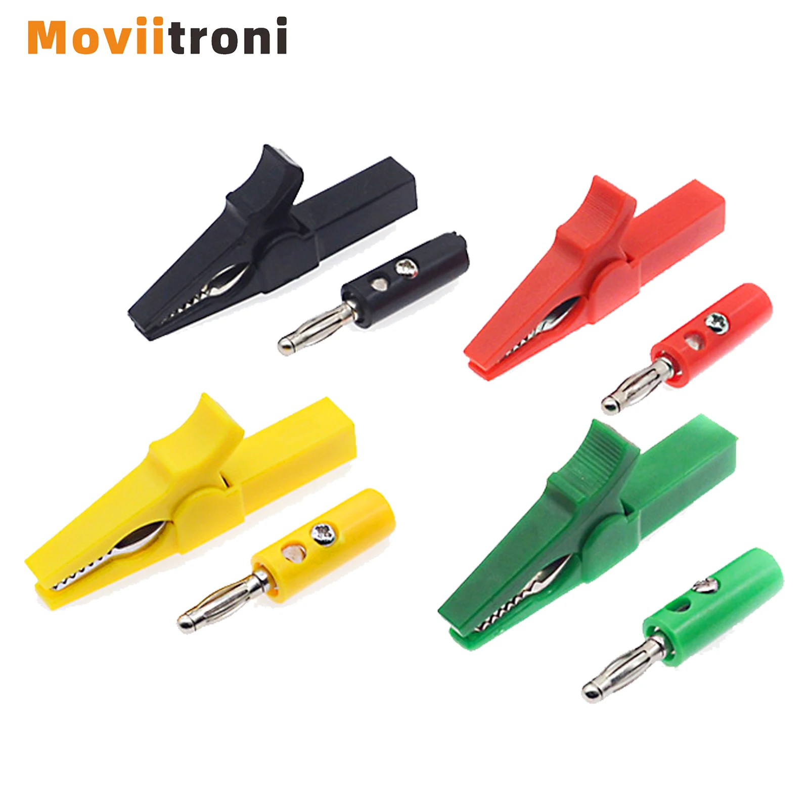 4sets 55mm Alligator Clip Test Plug Probes with 4mm Banana Plug Cable Clips for Electrical testing Accessories
