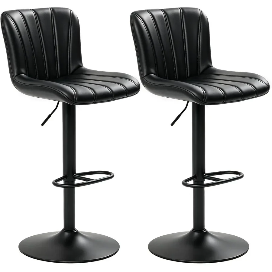 Bar Stools, Modern Swivel Bar Stools Adjustable Height, Faux Leather PU Upholstered Counter Height Bar Chairs with Back for Kit