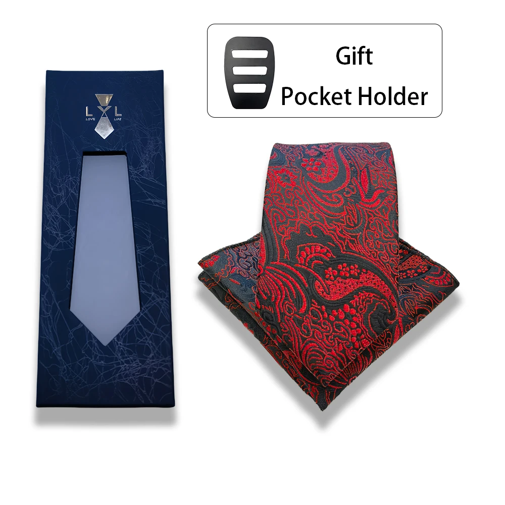 7 سنتيمتر الرجال الفاخرة 2 قطعة التعادل مجموعة بيزلي الزفاف الأزرق البني الأخضر ربطة العنق منديل هدية للرجال مصمم الأزياء الأعمال حزب التعادل