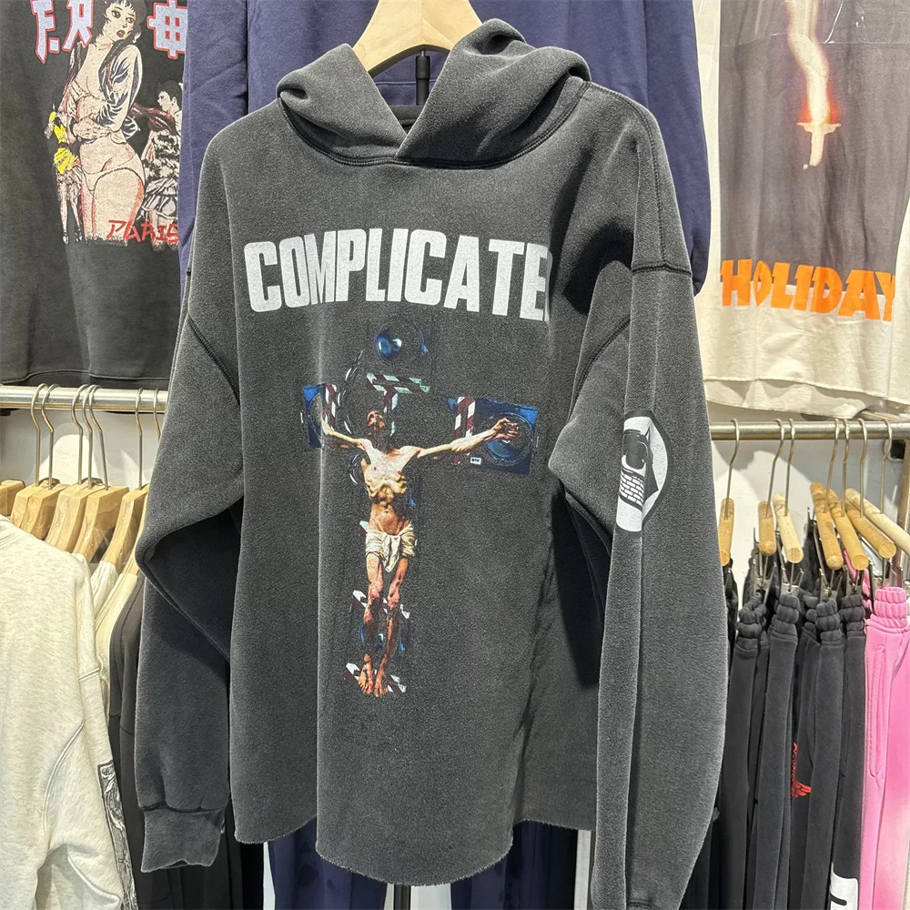 

Kosuke Kawamura 23aw Vintage Hoodie Sweatirt Trendy Destroyed Retro Hooded Jaet Loose Fit Modern Sle Youth Clothing