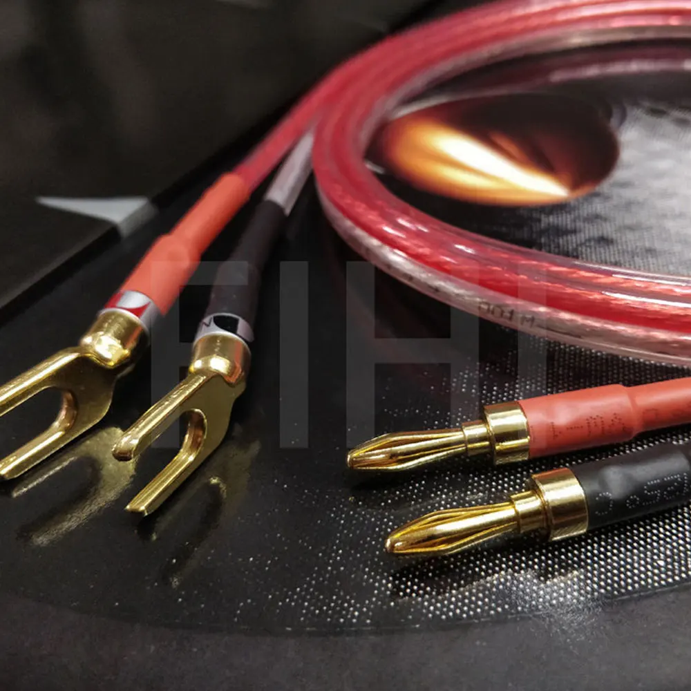 Musical Sound HiFi OFC Speaker Audio Cable Audiophile Audio Line Wire with Gold Plated Banana Plugs Bi-Wire Hi-fi Speaker Cords