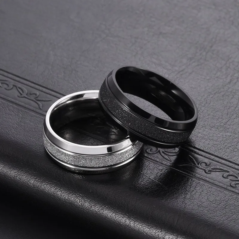Somen 8mm Titanium Steel Frosted Rings For Women Men Romantic Engagement Wedding Party Fashion Jewelry Female Male Couple Ring