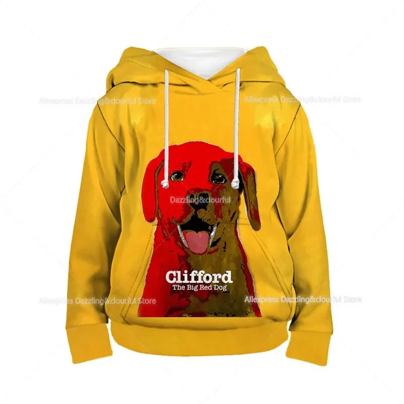 Sudadera con capucha 3D de dibujos animados de Anime para niños y niñas, suéter de lana, sudadera con capucha, Sudadera con capucha, Top informal, el perro grande rojo