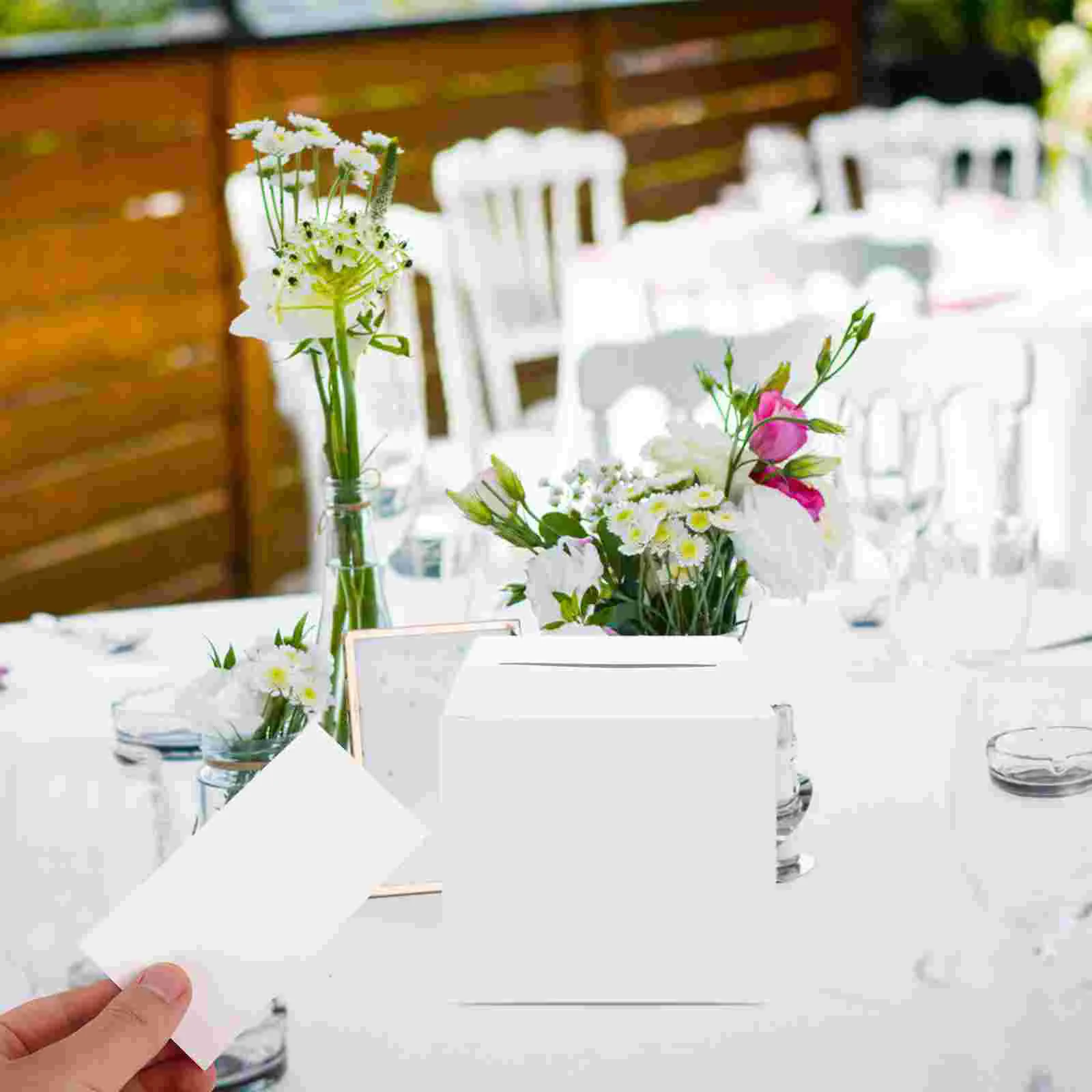 Caixa de cartão de bilhete de rifa, cartões de presente de casamento, caixas de papel para presentes, configuração de local, adereços, lembrança