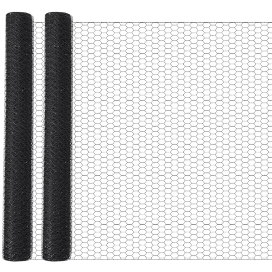 

Chicken Wire Fencing for Poultry Coop, Garden, Crafts: Galvanized Metal, Black, 1-Inch Hexagonal Mesh, 48 in x 100 ft