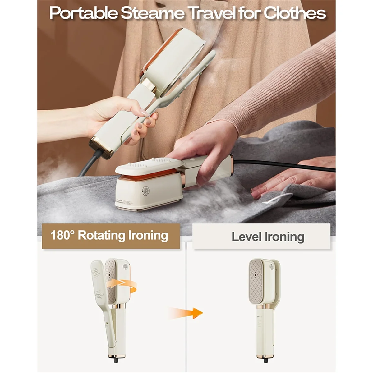 مكواة بخار جديدة للسفر للملابس، مكواة بخار محمولة 15S Heat Up1000W، بخار، 180 °   تصميم مقبض الوجه للسفر والمنزل بقابس الاتحاد الأوروبي #4