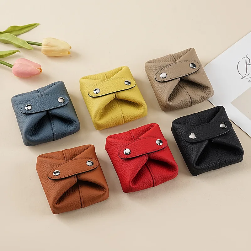 여성을 위한 뉴 레트로 소가죽 미니백 동전 지갑 이어폰 립스틱 보석 정리용 휴대용 스타일리시 소형 수납 가방