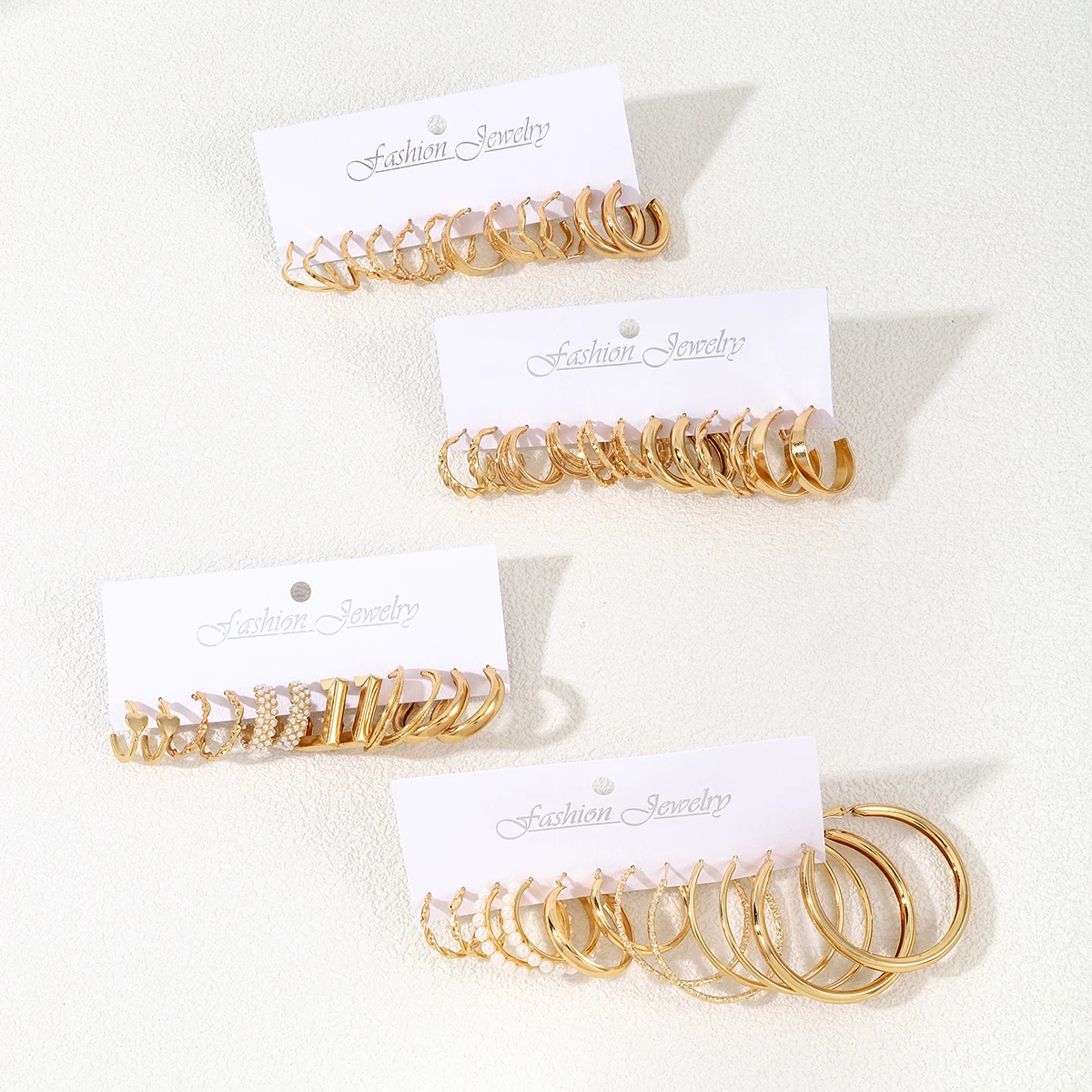 48Pcs Fashion Creative Smooth Big Round Hoop Earring Vintage Aesthetic Imitation Pearl Earrings Women\'s Charm Daily Life Jewelry