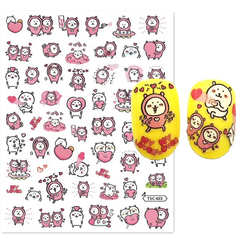 Nail slider Cute Animals 3d nail art stickers decal template diy nail tool decorations TSC 423