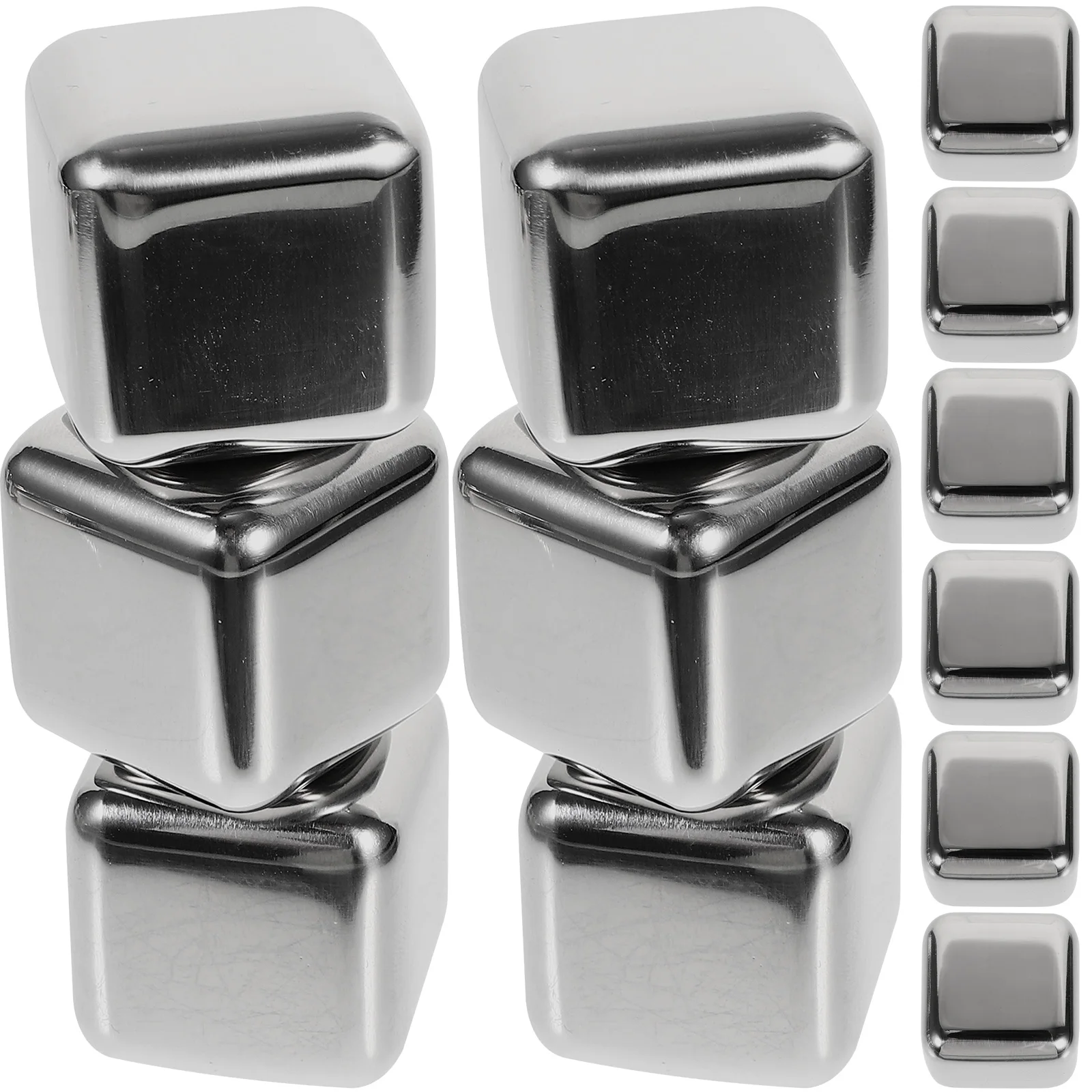 12Pcs Stainless Steel Whiskey Stones Reusable Ice Cube Set Chilling Stone Rocks For Beer Wine Vodka Cooling Rock Metal Ice Cube