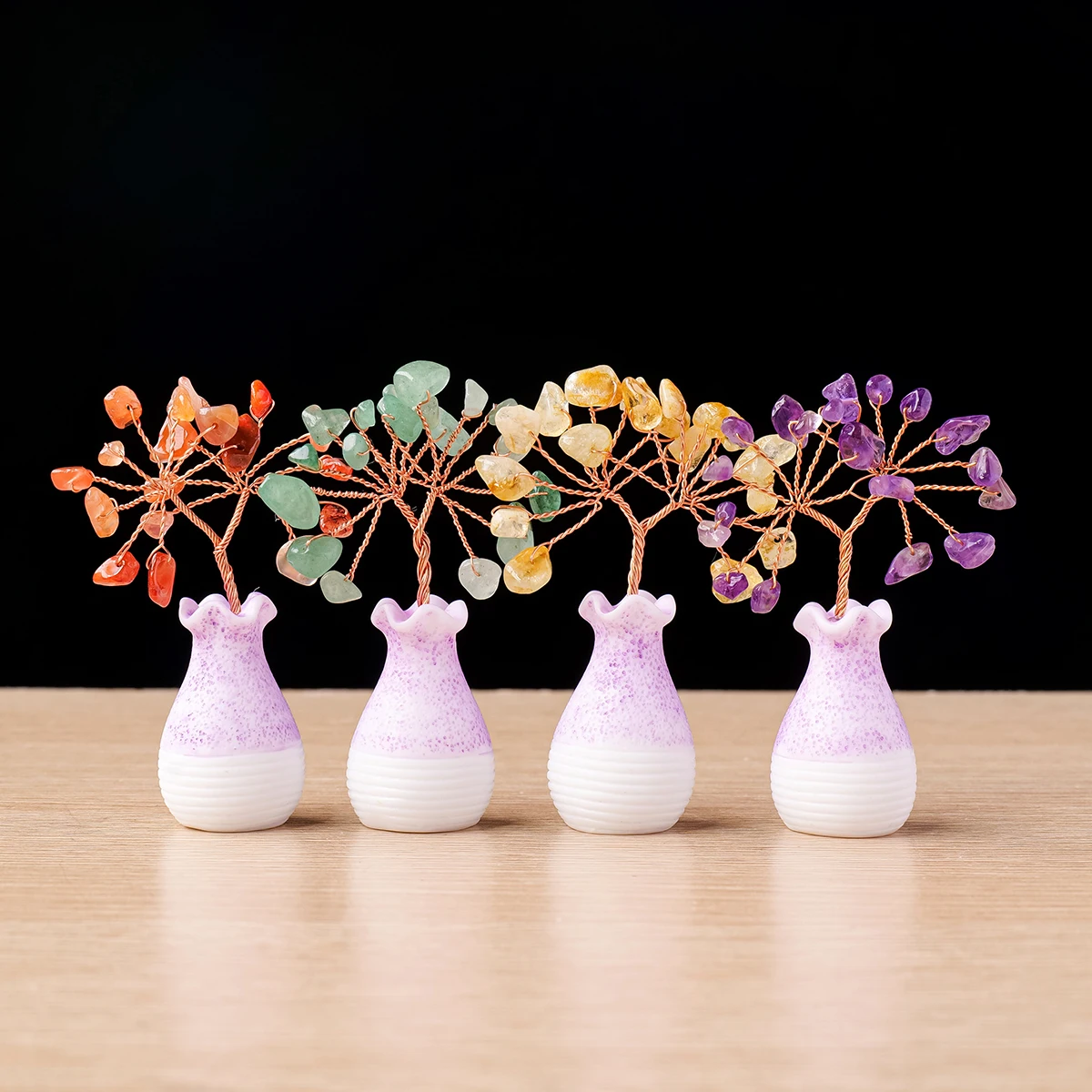 1pc Natural Crystal Lucky Tree Handmade DIY Mini Fortune Tree Home Room Desk Desktop Decoration Crafts