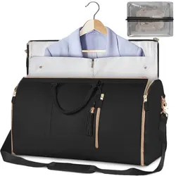 Women PU Folding Travel Garment Organizer Bag Suit Storage Bag Large Capacity Handle Travel Luggage Bag Multi Function