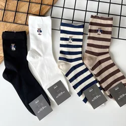 1 Pair Men's Socks Cartoon Gentleman Bear Cotton Harajuku Skateboard Socks Novelty Breathable Sox Christmas Gift