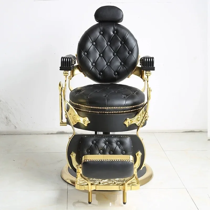 

01Men's retro oilhead hair salon chair reclining shaving trim salon hair cutting chair
