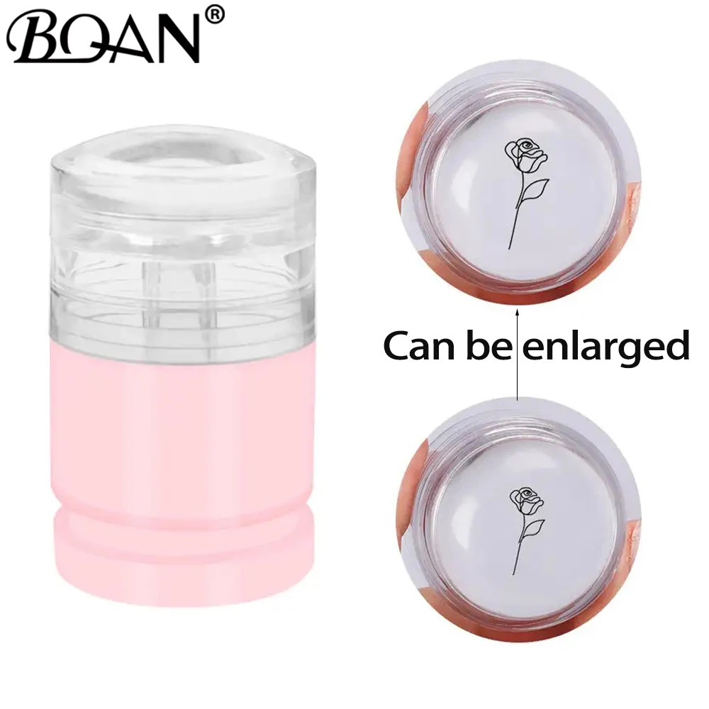 BQAN Pink Resizable Nails Art Stamping  Adjustable Different Size Spiral Button Silicone Nail Art Stamping Stamper And Scrapers