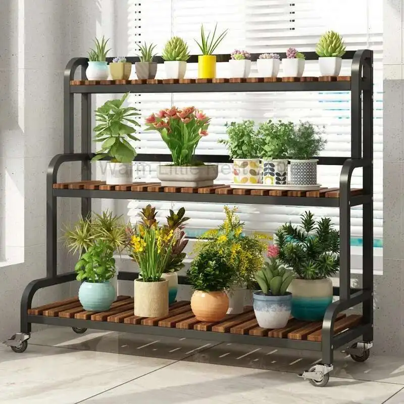 

Designer Modern Flower Rack Unique Indoor Aesthetics Balcony Movable Display Floor Rack Decor Trendy Plantenrek Home Furniture