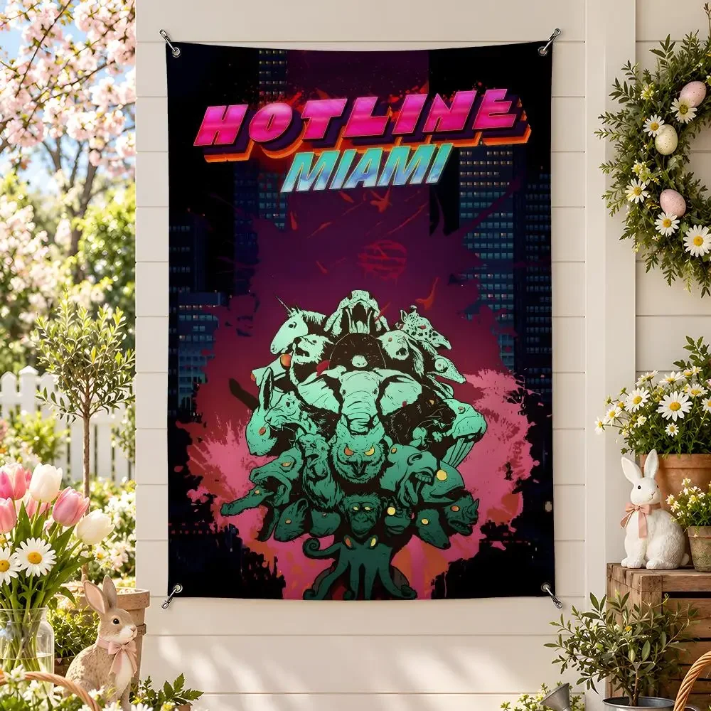 Hotline Miami Flags Wall Hanging Banner For Bedroom Living Room Outdoor Party Decor