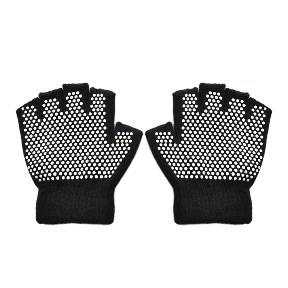 

5-12Y Winter Anti Slip Children Knitted Gloves Thicken Keep Warm Winter Warm Gloves Cute Elastic Half Finger Mittens