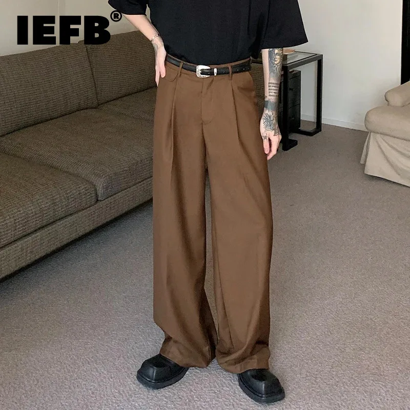 

IEFB New Fashion Men's Suit Pants Korean Straight Loose Wide Leg Casual Trousers 2024 Summer Autumn Men Clothing Trend 9C6898