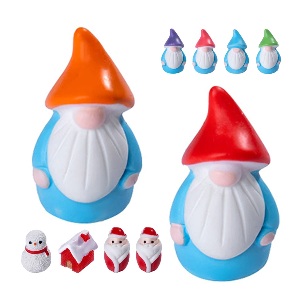 

10pcs Mini Set Santa Dwarf Christmas Miniature Decoration Snowman Compact Holiday Craft Resin Diy Party Craft Favors