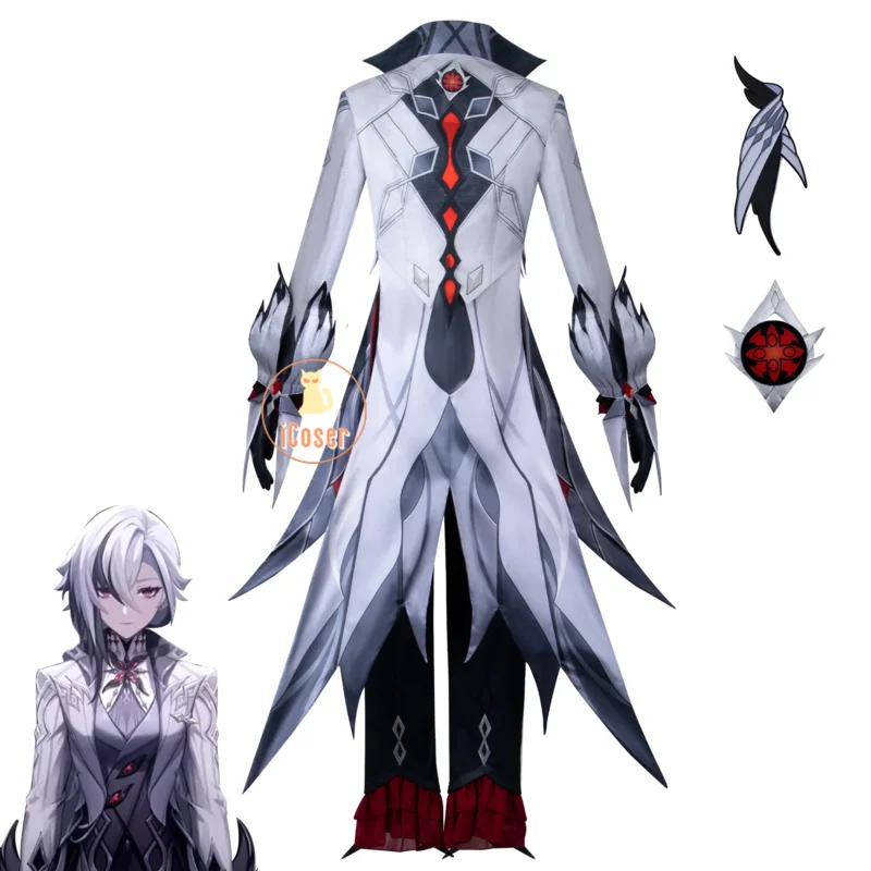 2025 ♥   Новый костюм для косплея Arlecchino The Knave Genshin Impact, игровая форма, парик, одиннадцать Fatui Harbingers, вечеринка на Хэллоуин для W ☆ ★