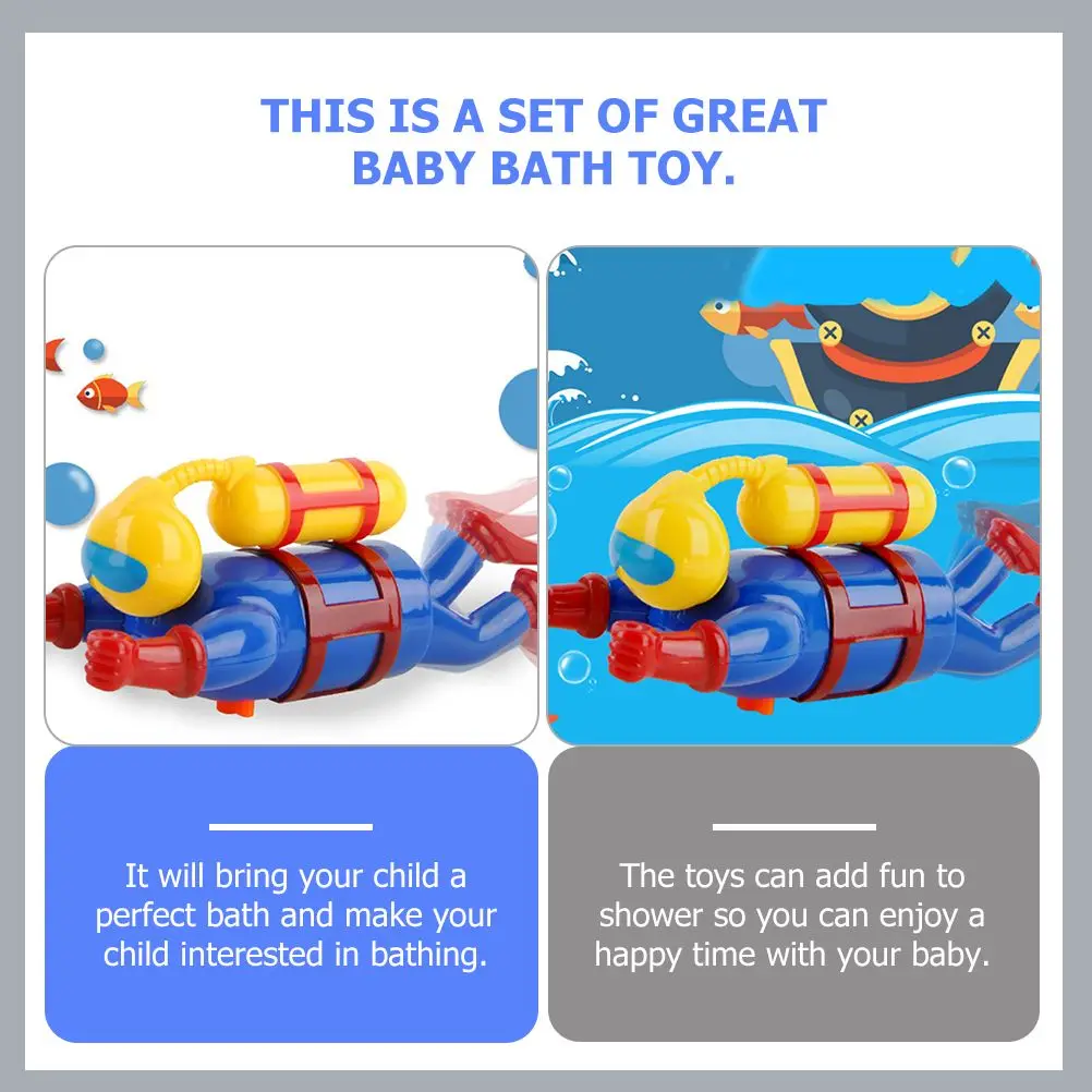 

Cartoon Diver Bath Toy Blue Plastic Winding Swimmer Toddler Fun Baby Shower Tub Toys Scuba Diver Kids Gift