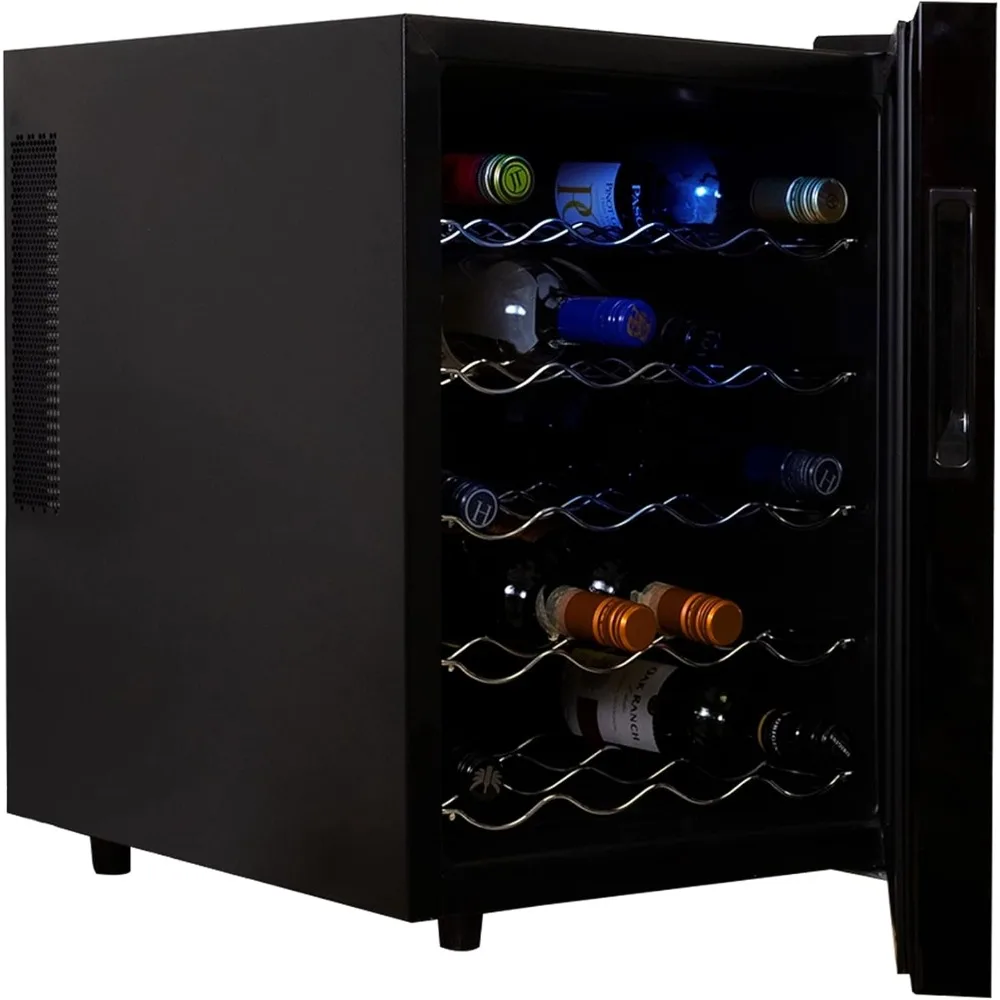 20 Bottle Wine Cooler, Black Thermoelectric Wine Fridge, Red, White and Sparkling Wine Storage for Home Bar, Apartment, Condo