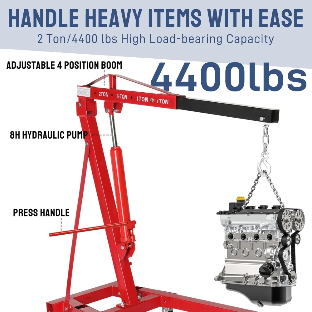 Paranco motore pieghevole Gru idraulica da 2 tonnellate Strumento di sollevamento per camion Cherry Picker Rosso
