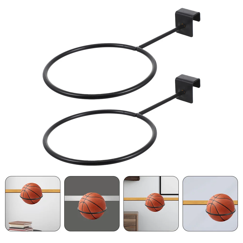 

2 Pcs Ball Rack Iron Balls Storage Shelves Basketball Stand Display Football Household Shelf